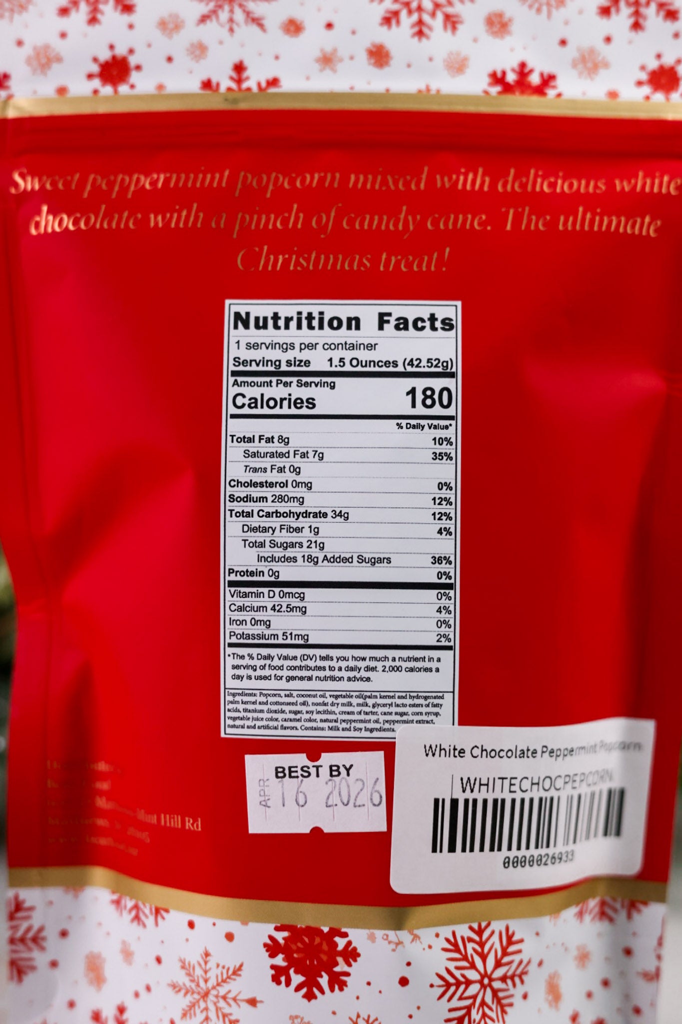 White Chocolate Peppermint Popcorn