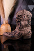 Glitzy Western Cutout Boots In Dark Taupe