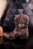 Glitzy Western Cutout Boots In Dark Taupe