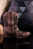 Glitzy Western Cutout Boots In Dark Taupe