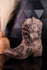Glitzy Western Cutout Boots In Dark Taupe