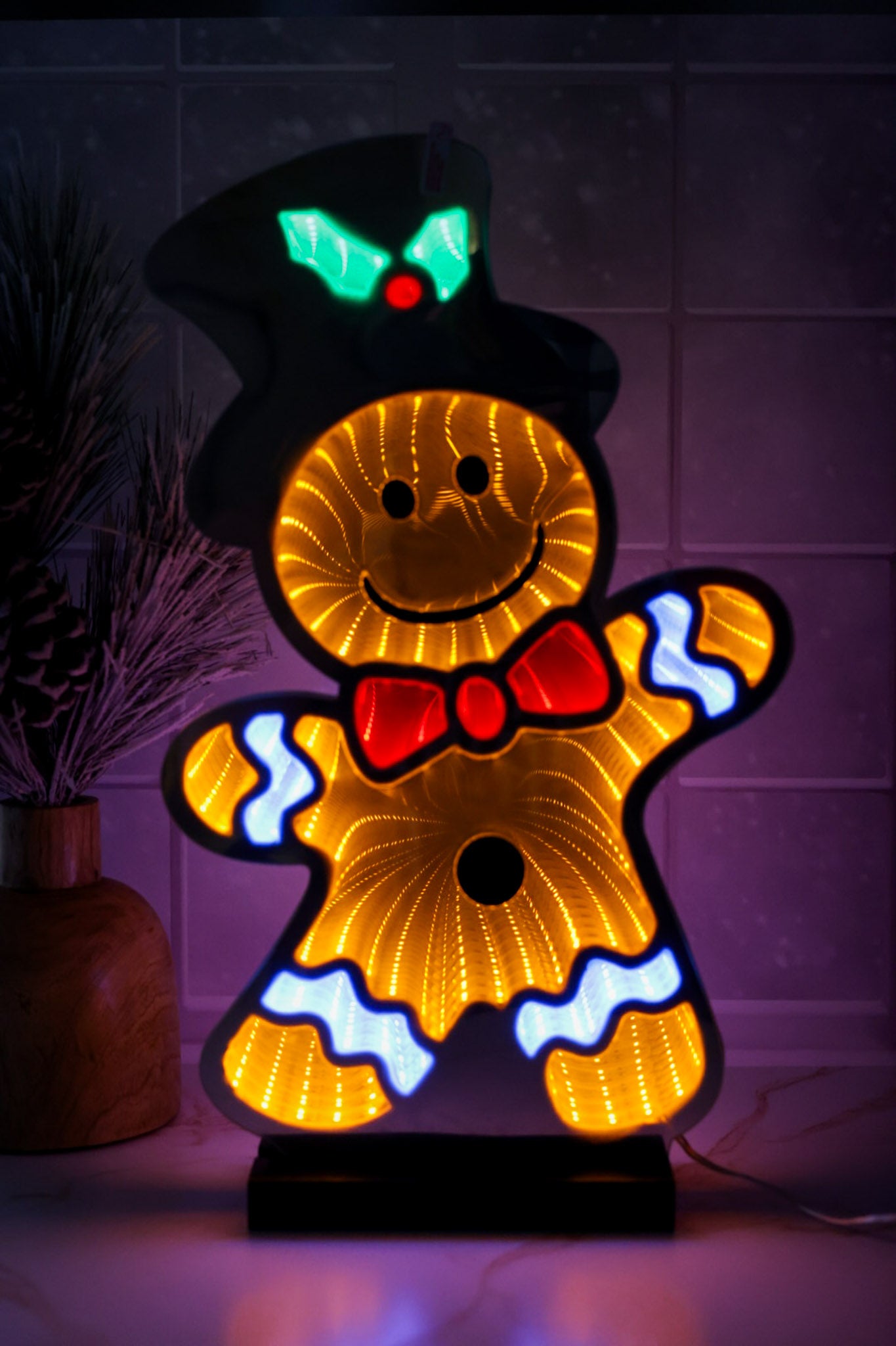 Electric Infinity Lighted Gingerbread Man W/ Top Hat