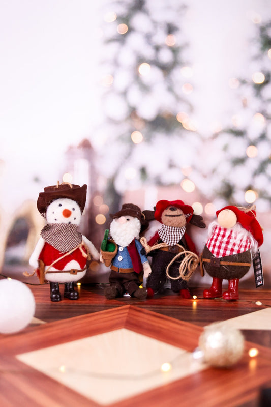 Christmas Cowboy Felt Holiday Ornaments (4 Styles)