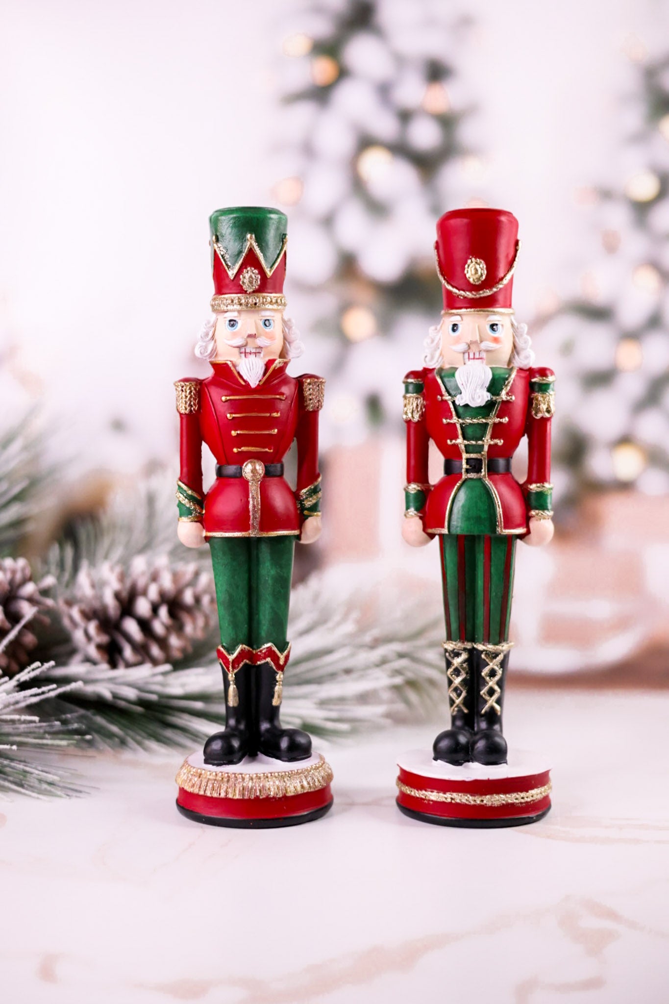 10” Classic Christmas Resin Nutcracker Candle Sticks(2 Styles)