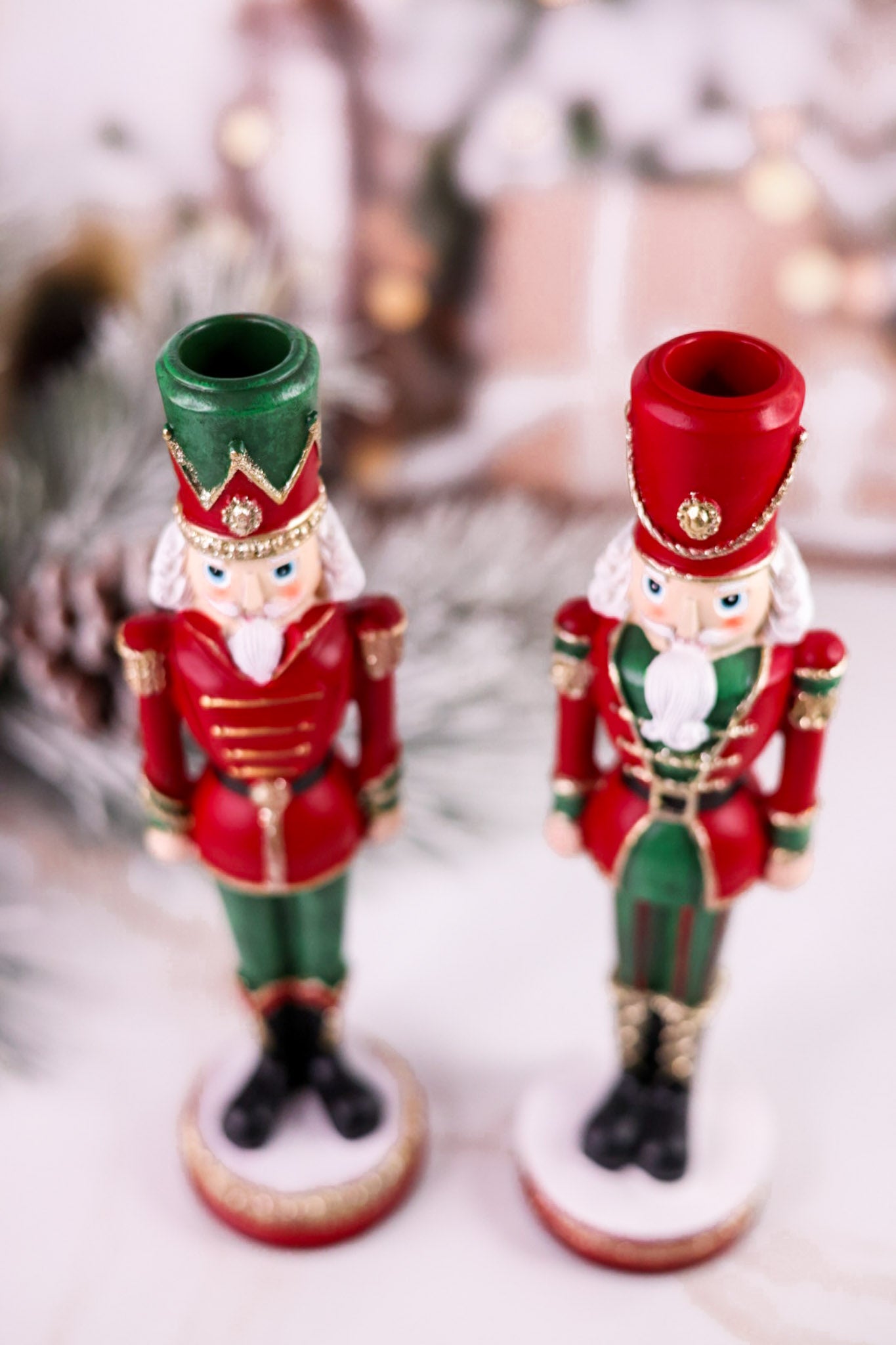 10” Classic Christmas Resin Nutcracker Candle Sticks(2 Styles)