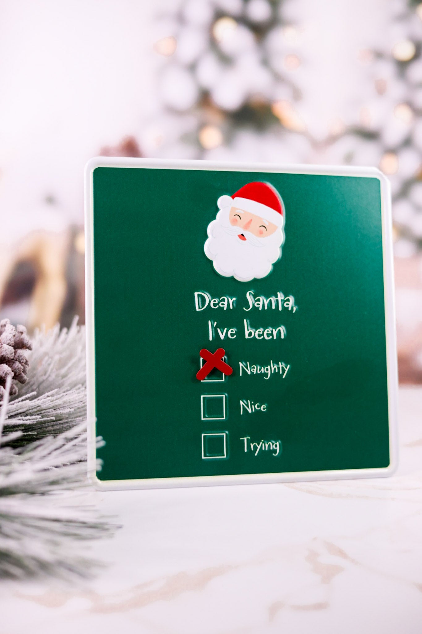 8” Metal Dear Santa Sign With Magnetic Accent