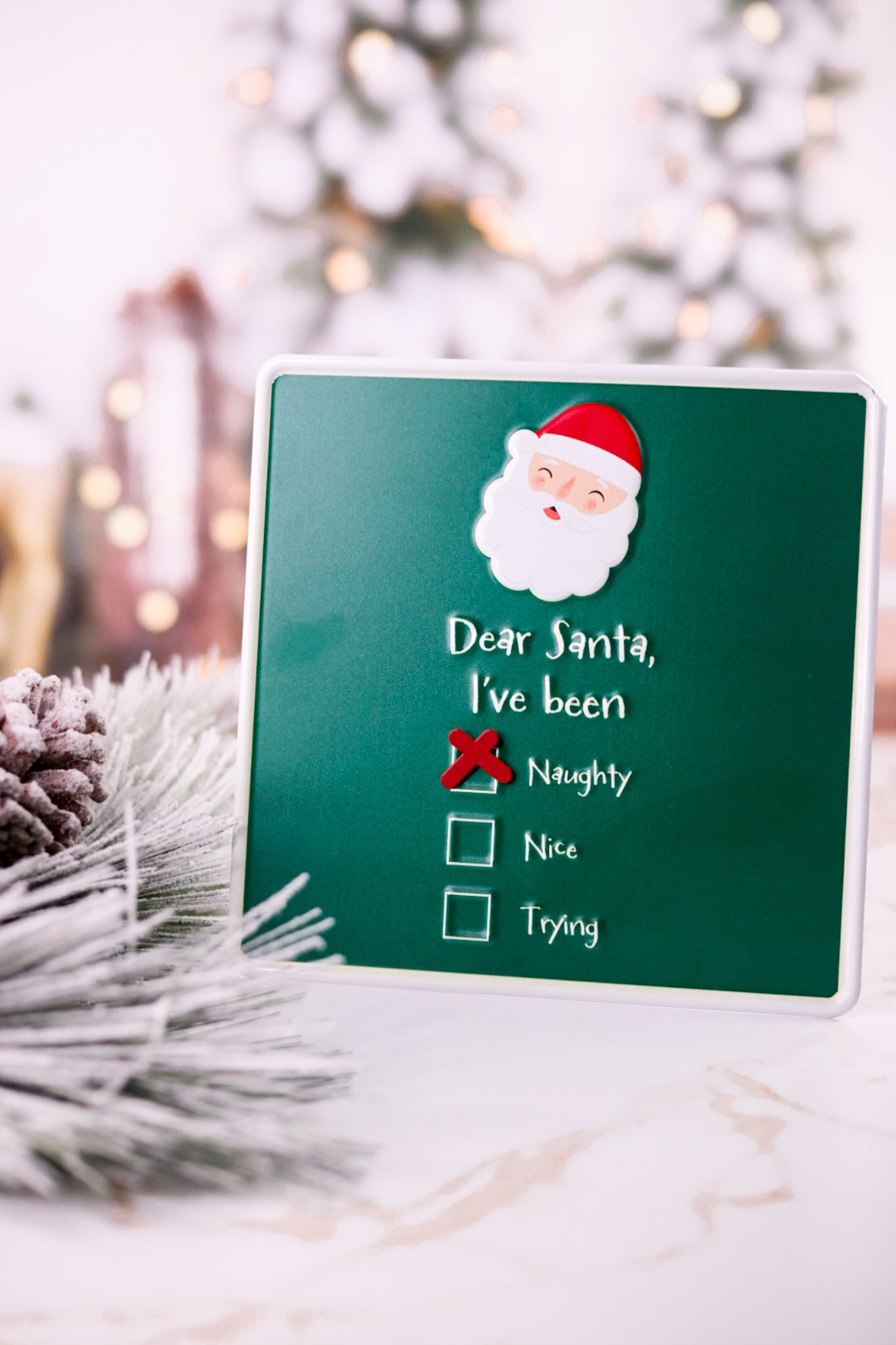 8” Metal Dear Santa Sign With Magnetic Accent