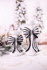 Black & White Striped Bow Resin Candle Holders (2 Sizes)