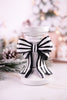 Black & White Striped Bow Resin Candle Holders (2 Sizes)