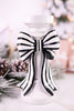 Black & White Striped Bow Resin Candle Holders (2 Sizes)