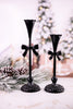 Scalloped Edge Candle Sticks With Bow Accent (2 Sizes)