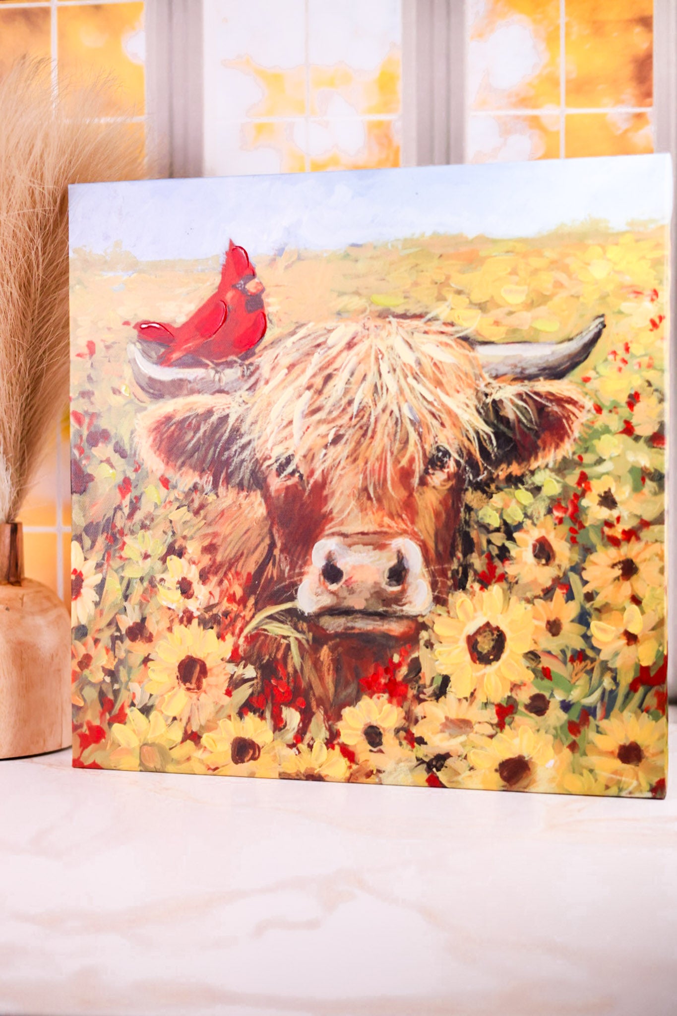 Flower Grazing Highland Cows Wall Art (3 Styles)
