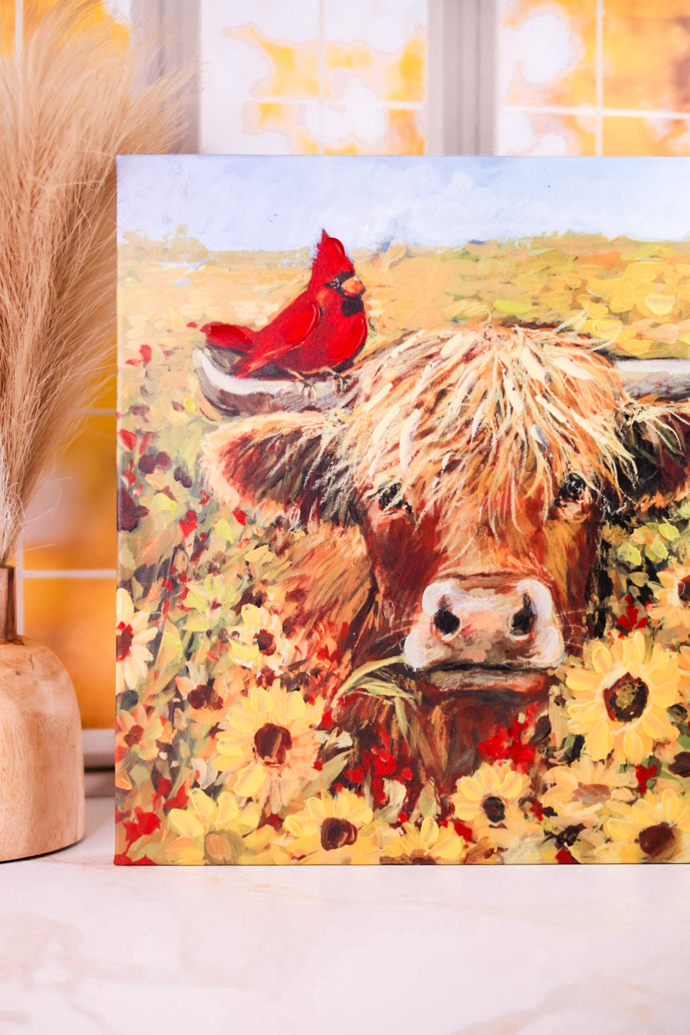 Flower Grazing Highland Cows Wall Art (3 Styles)