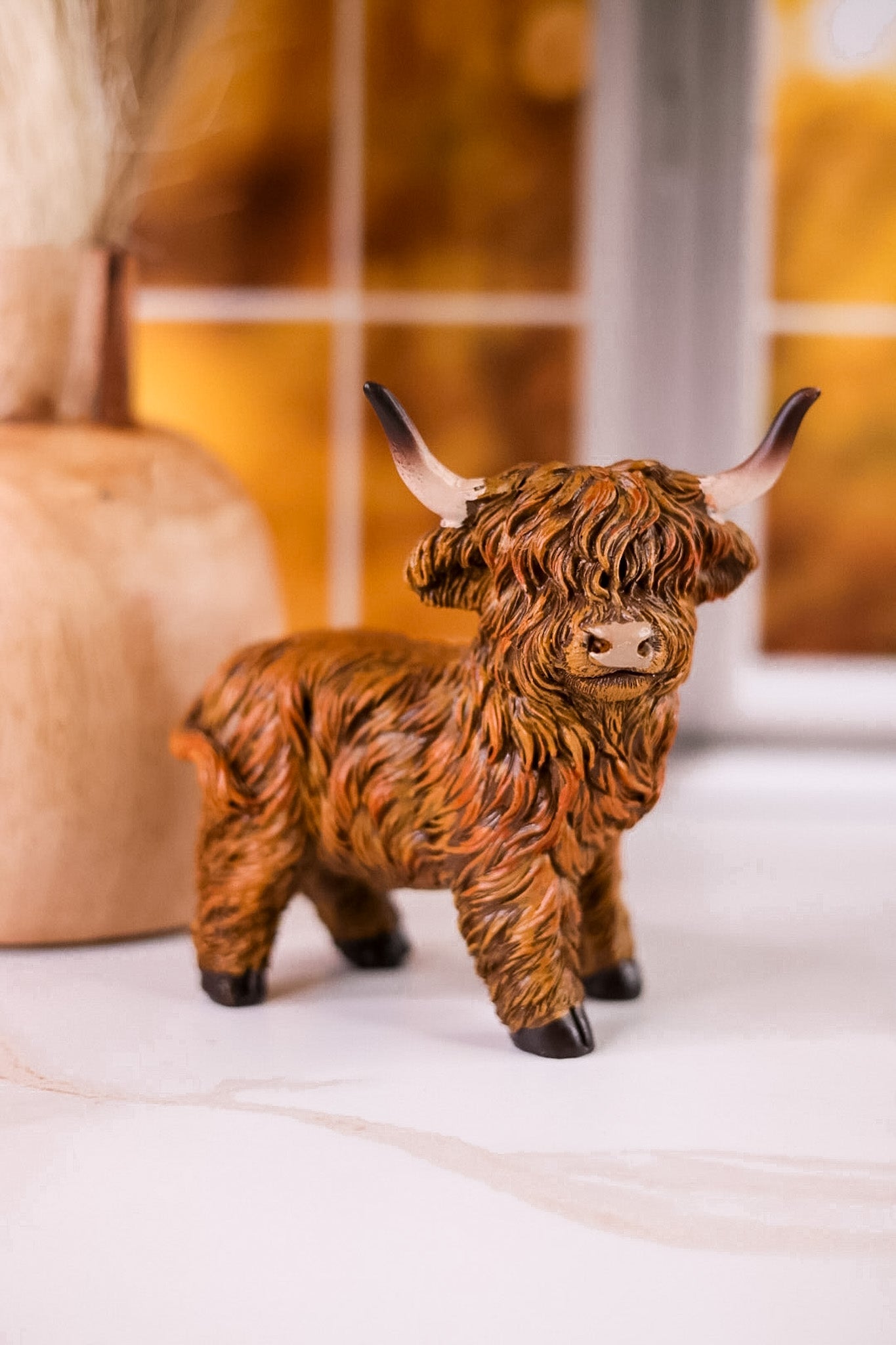 Resin Harvest Highland Cow Decorative Table Top Figures (Three Styles)