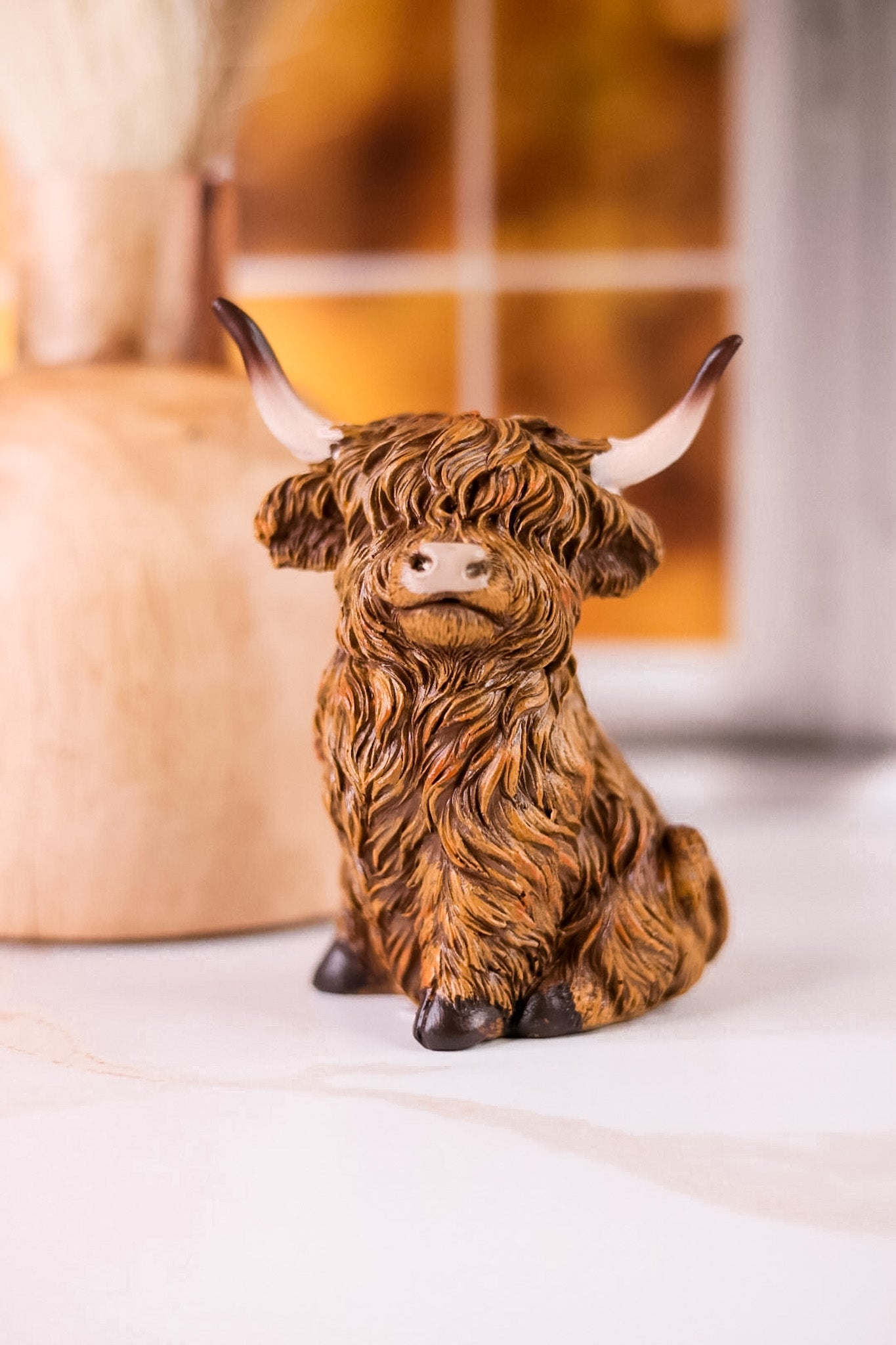 Resin Harvest Highland Cow Decorative Table Top Figures (Three Styles)