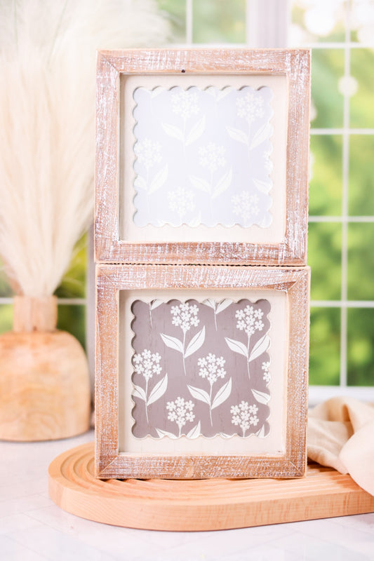 Floral Lattice Wooden Sign with Scalloped Edges