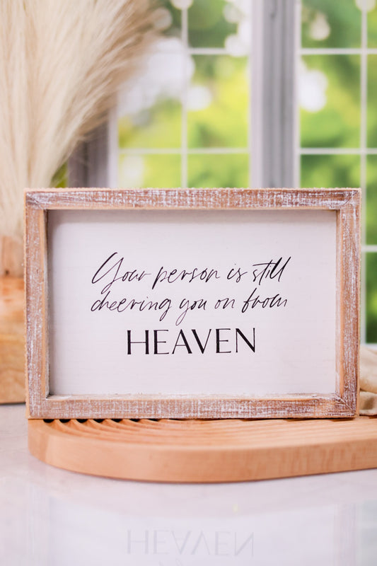 Cheering You on From Heaven Wood Framed Sign