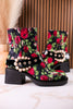 Betsey Johnson Floral Lace Asher Booties With Pearl Buckle