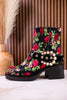 Betsey Johnson Floral Lace Asher Booties With Pearl Buckle
