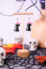 Black Cat With Witch Hat Earrings