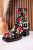 Betsey Johnson Floral Lace Asher Booties With Pearl Buckle