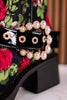 Betsey Johnson Floral Lace Asher Booties With Pearl Buckle