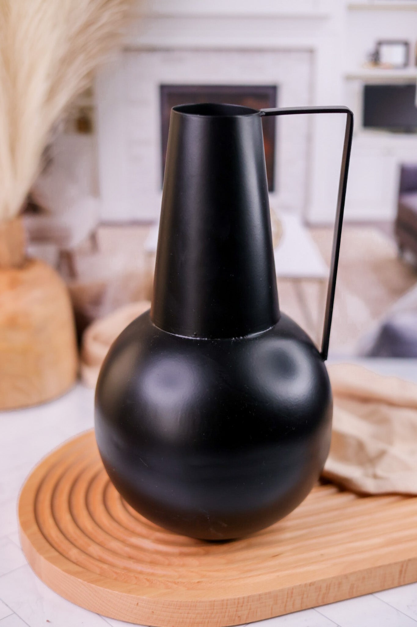 Rounded Black Iron Pitcher