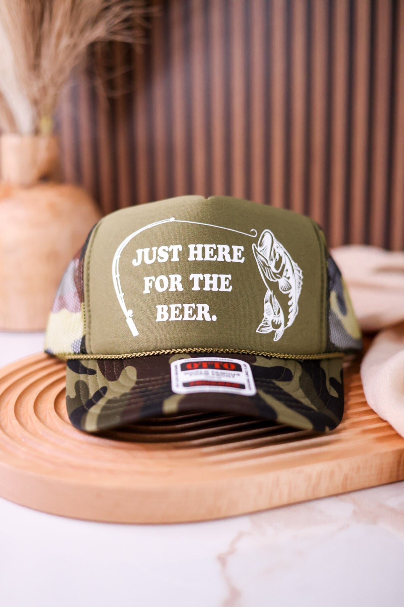 Just Here For The Beer Snap Back Trucker Hat
