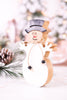 7.25" Wood & Enamel Snowman Tabletop Sitter