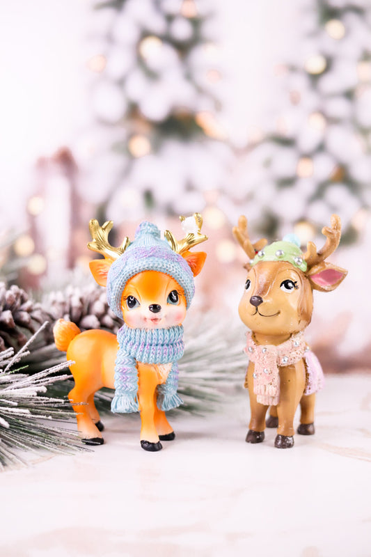Resin Christmas Deer Decorative Figures (Two Colors)