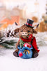 Resin Holiday Highland Cow W/ Present Decorative Figures (Two Styles)