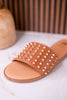 The Flirtini Studded Sandals In Camel Brown