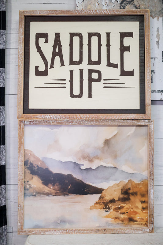 Reversible Saddle Up Wall Sign