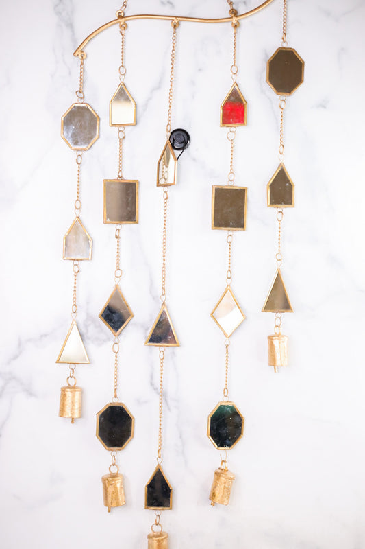 Brass Suncatcher with Geometric Mirrors