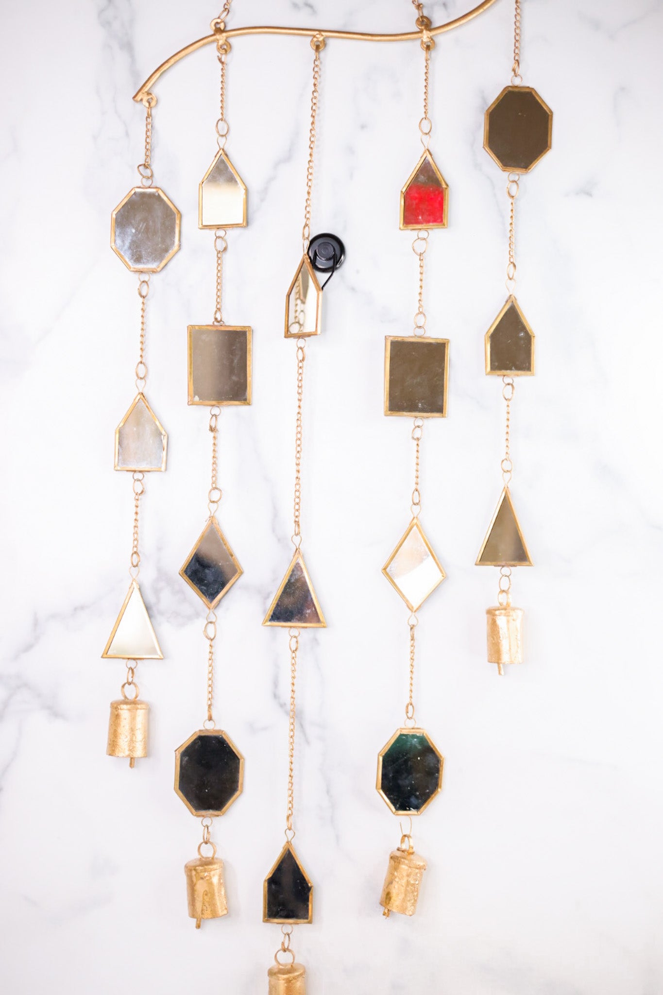 Brass Suncatcher with Geometric Mirrors