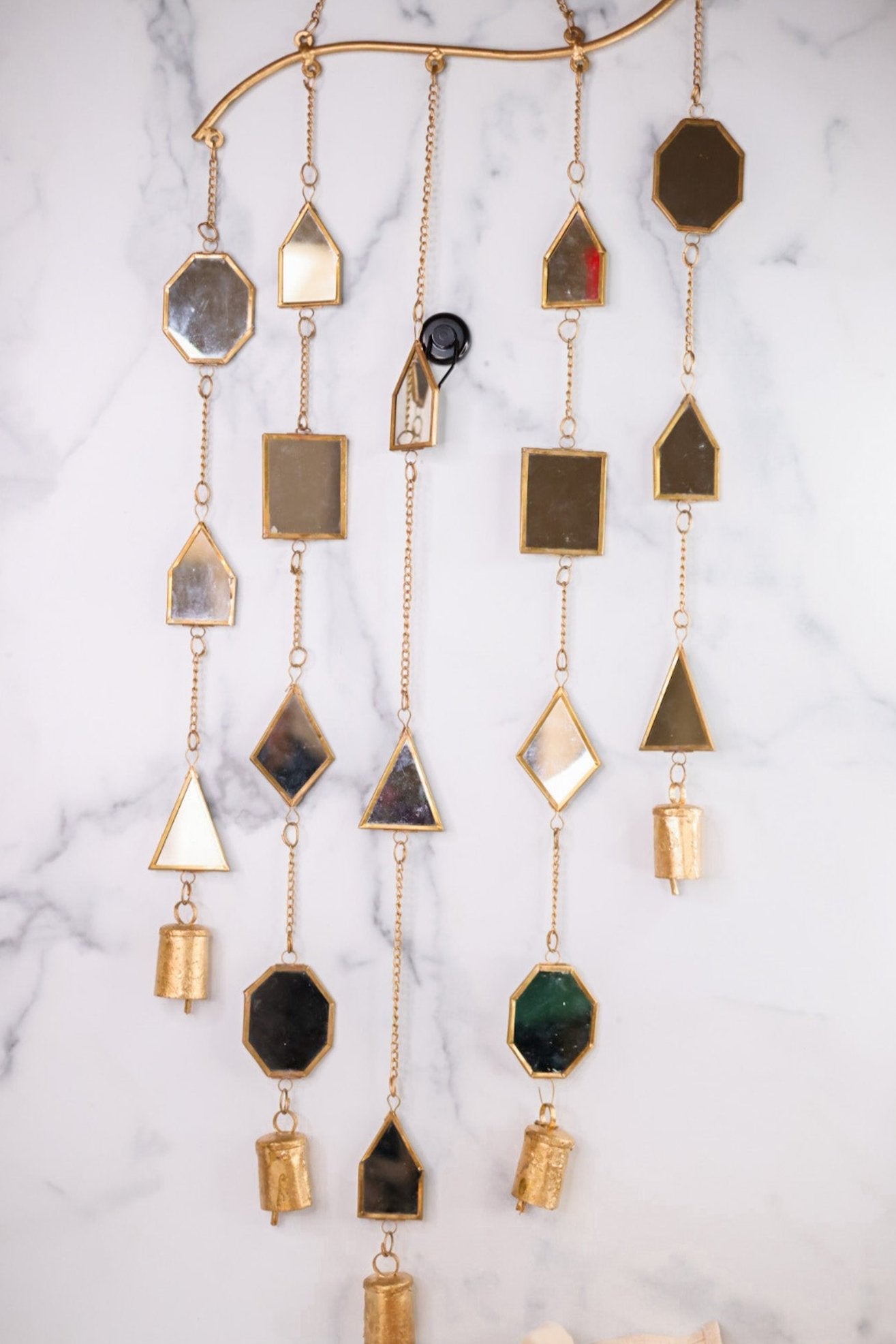 Brass Suncatcher with Geometric Mirrors