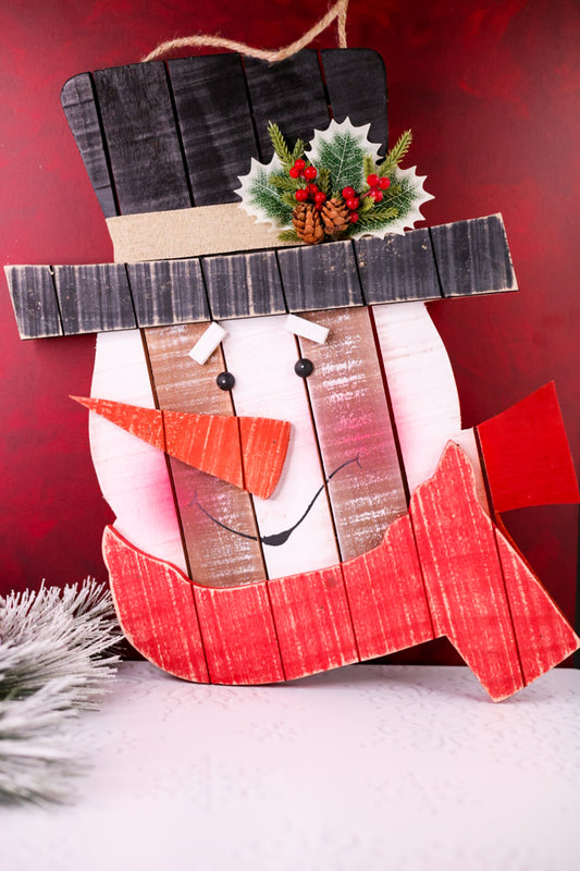 Rustic Wooden Snowman Hanger