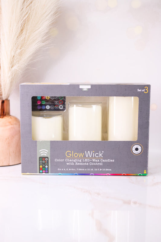 Set of 3 LED Wavy Edge Color Changing Candles