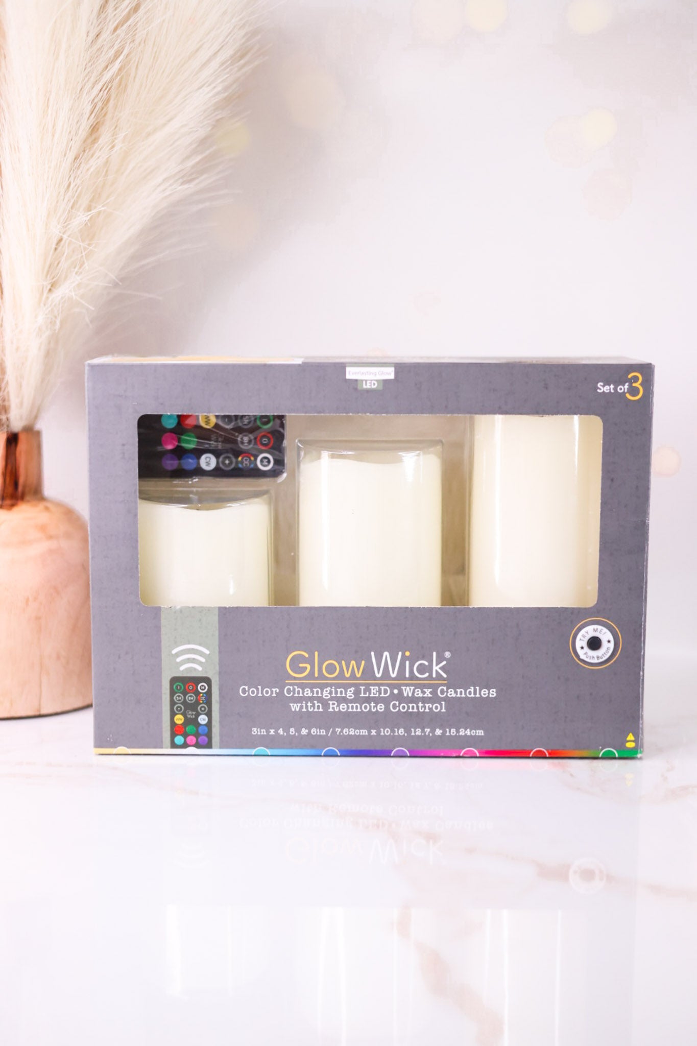 Set of 3 LED Wavy Edge Color Changing Candles
