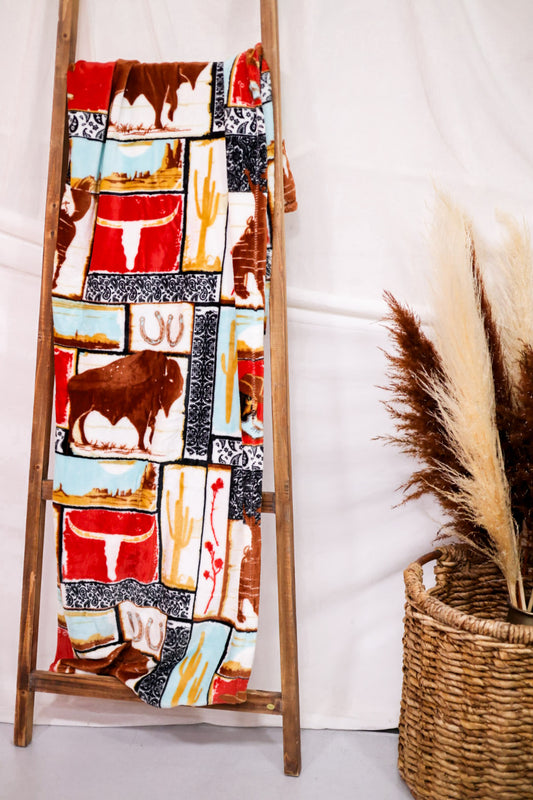 Licensed Wrangler Vintage Western Travel Blanket