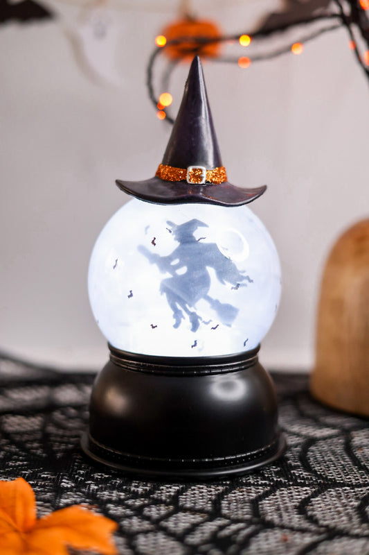 8" Halloween Witch Globe with Swirling Bats