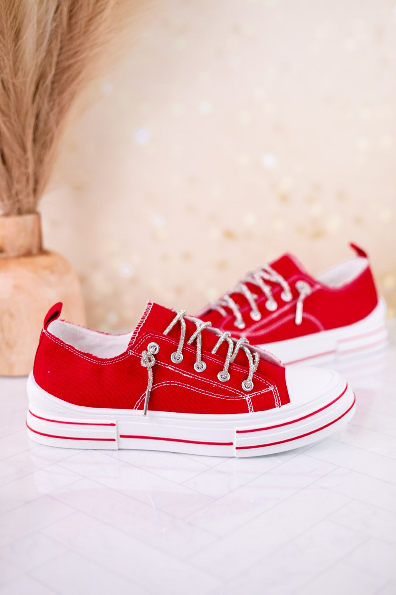 Red Lace Up Sneakers