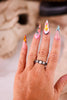 White 3 Stone Western Simple Stretch Ring