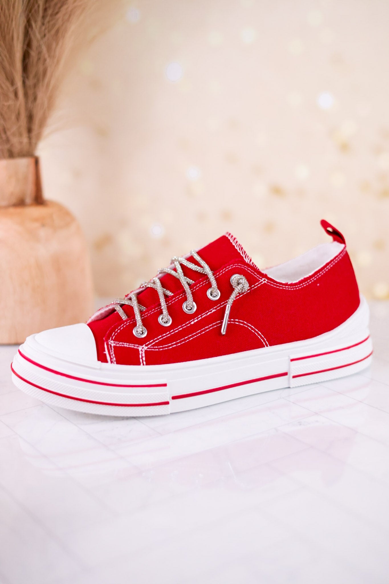 Red Lace Up Sneakers