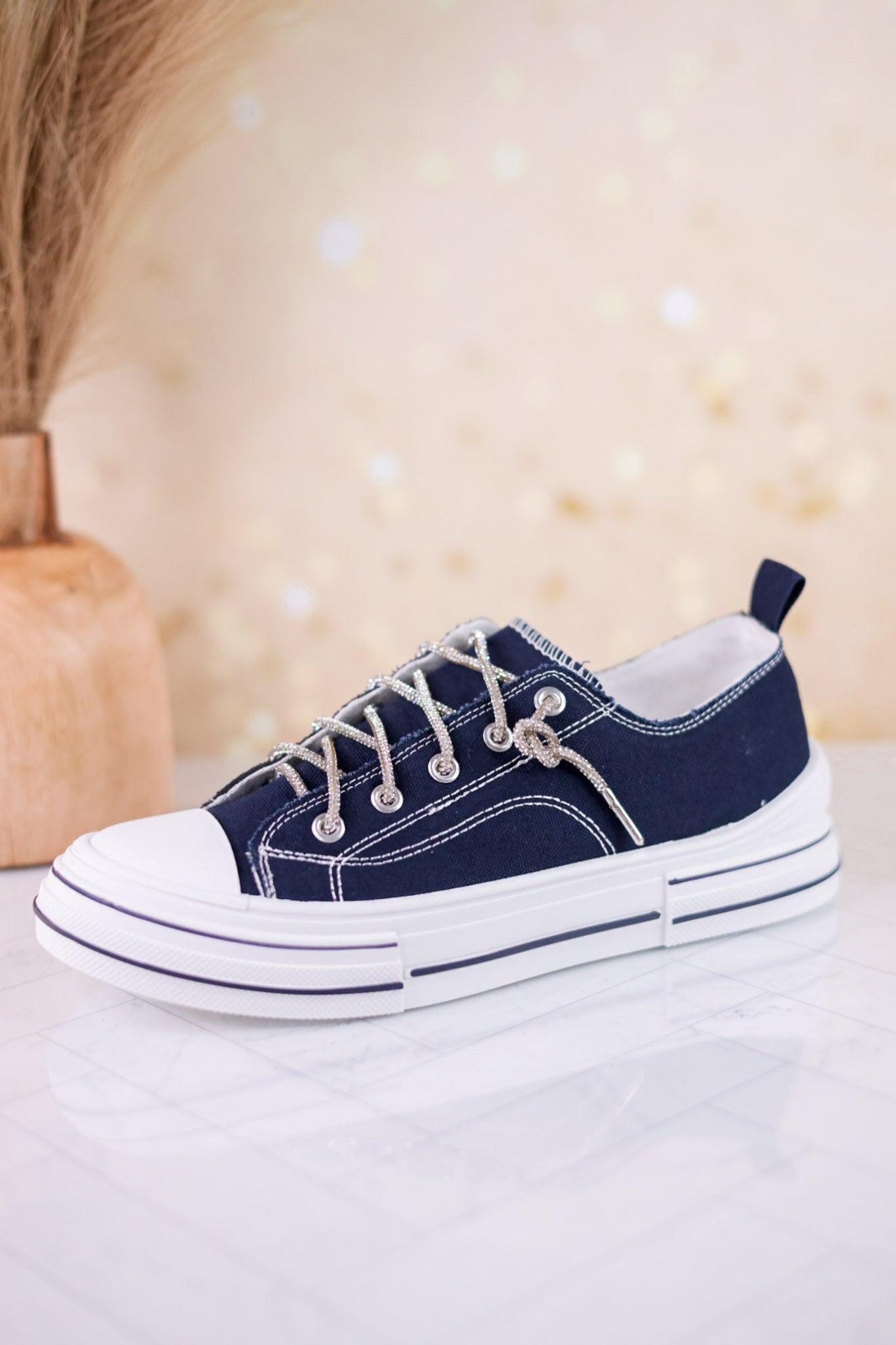 Navy Lace Up Sneakers
