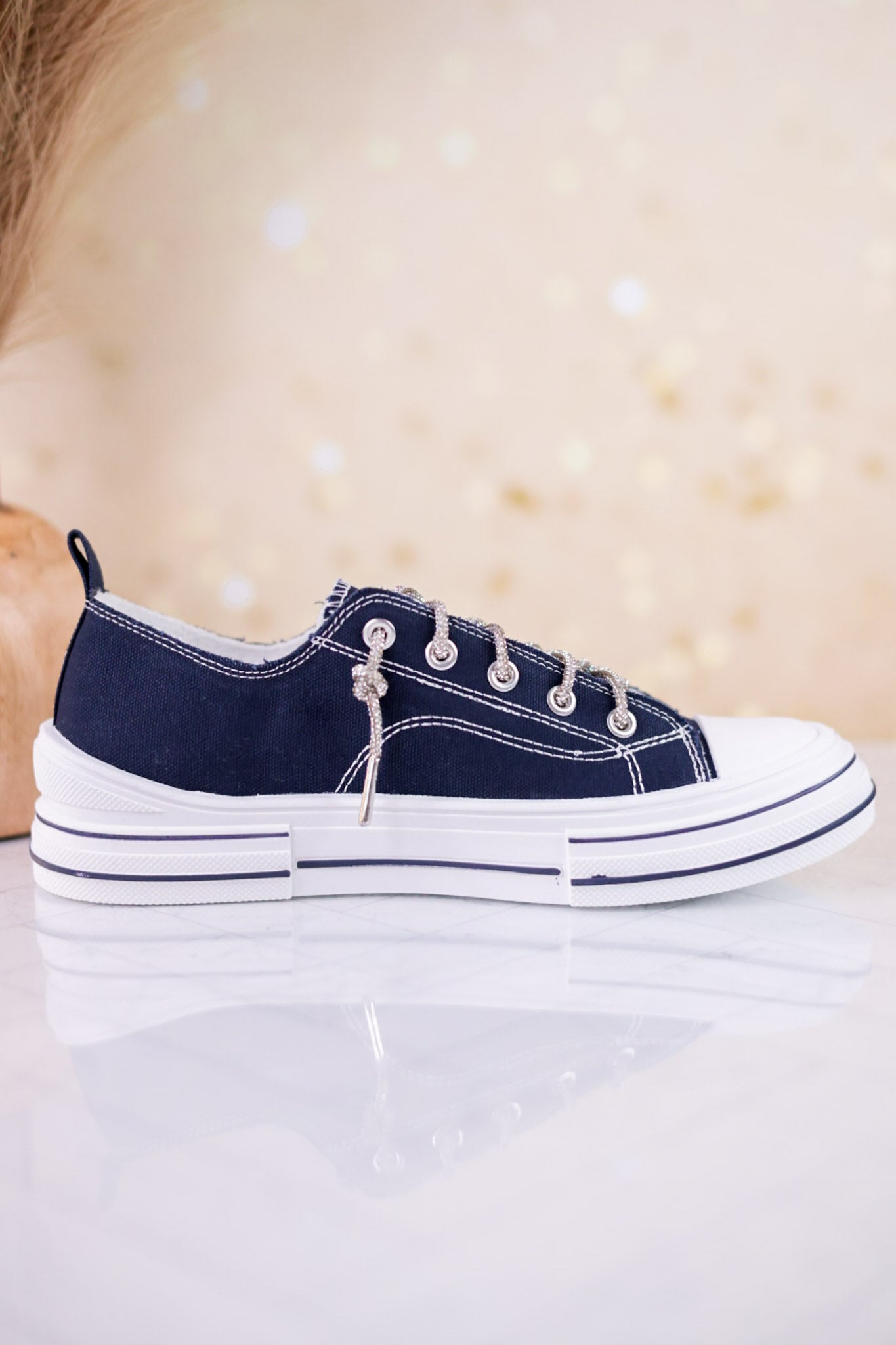 Navy Lace Up Sneakers