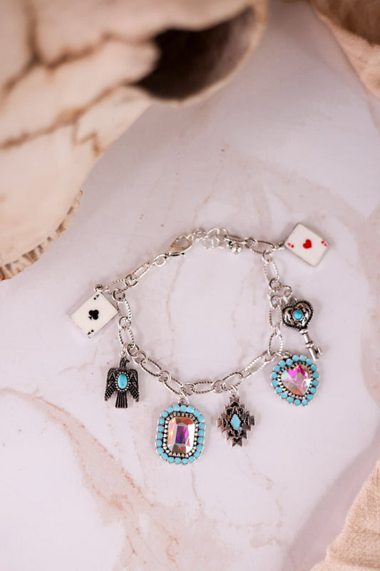 Chunky Chain Bracelet With Playing Card Charms