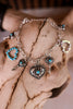 Key Heart Western Style Stone Multi Charm Chunky Chain Bracelet