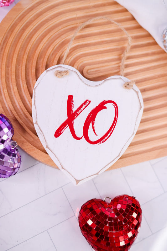 XO Heart Shaped Wooden Plaque