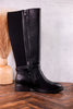 We Ride At Dawn Black Faux Leather Knee High Boots